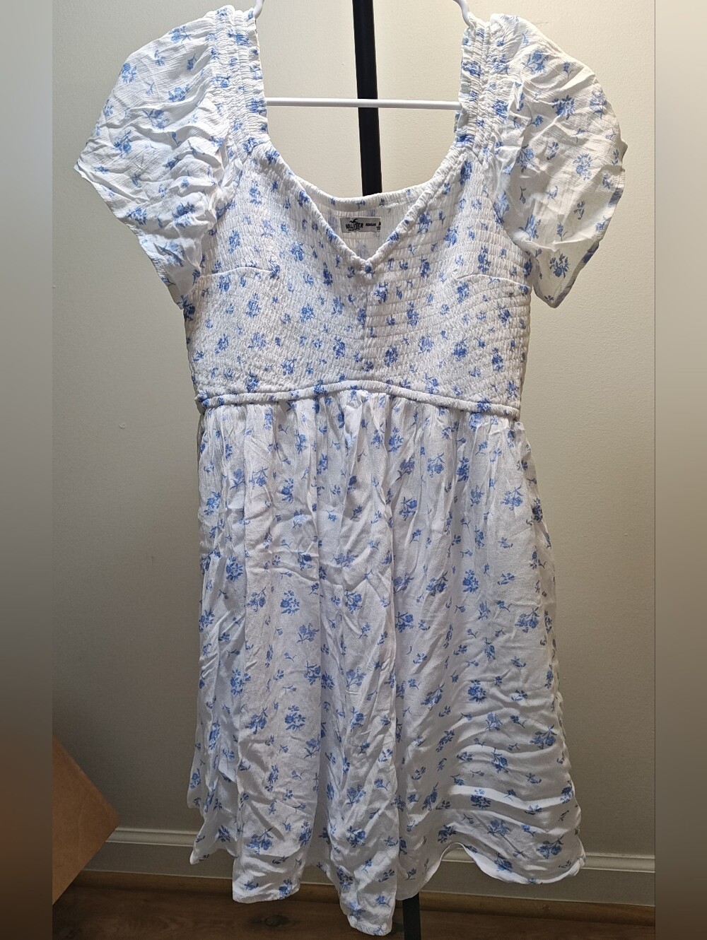Hollister White Dress with Blue Floral Print
